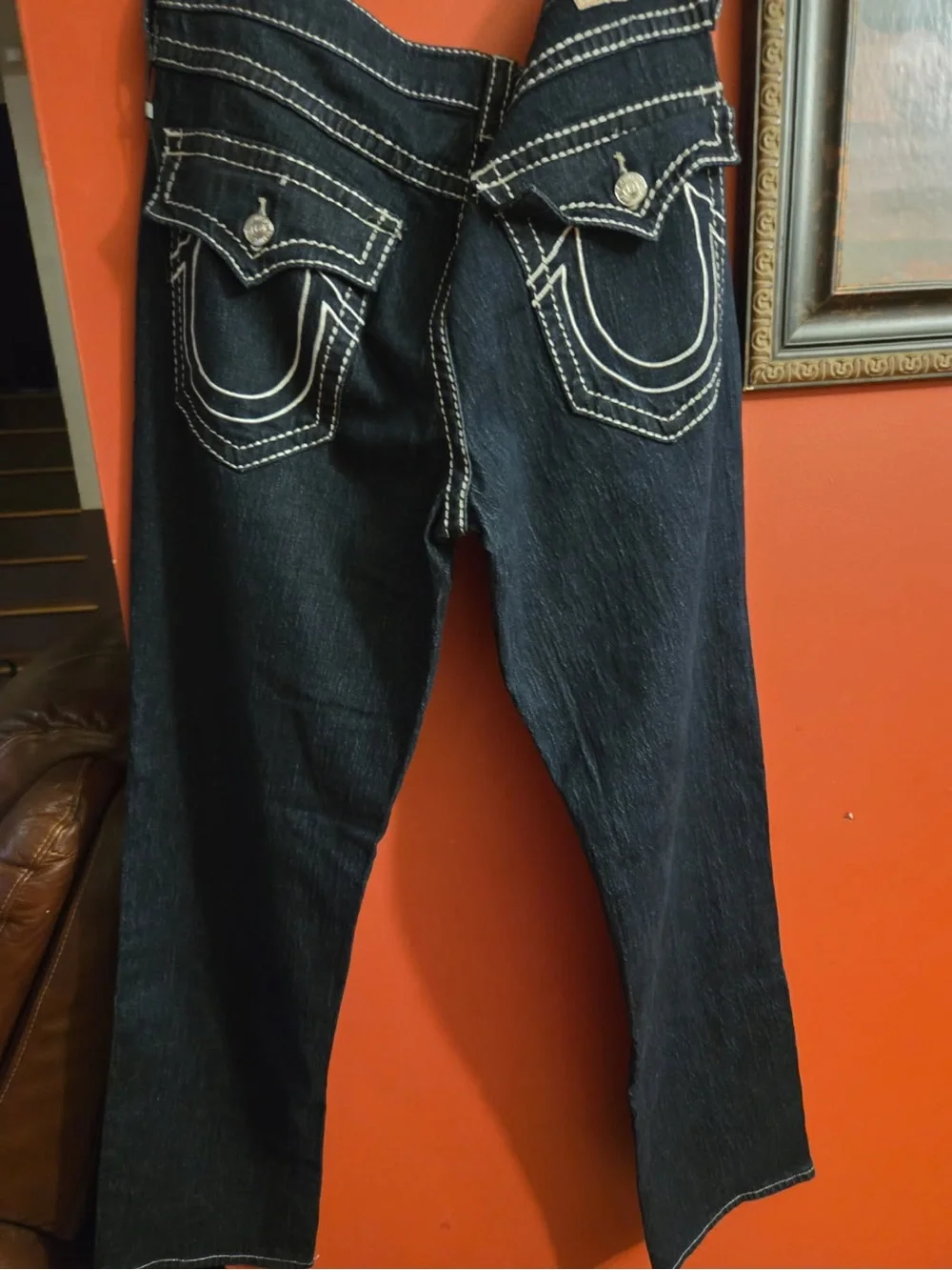 True Religion Black Jeans with White Contrast Stitching